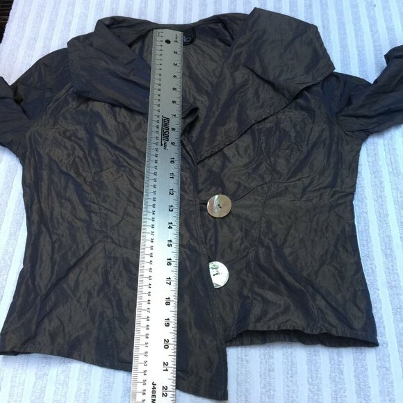 Kello Womens Size 36 Two-Button Metallic Cropped Blazer Jacket Gray Lightweight - Picture 9 of 9